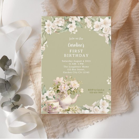 Bloem tuin thee party elke leeftijd verjaardag kaart