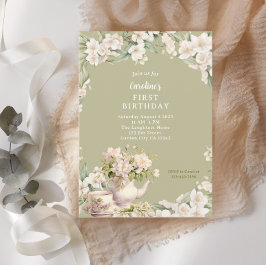 Bloem tuin thee party elke leeftijd verjaardag kaart