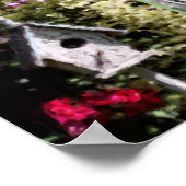 Bloem Tuin Vogelhuis Schilderij Voeg je foto toe Poster (Hoek)