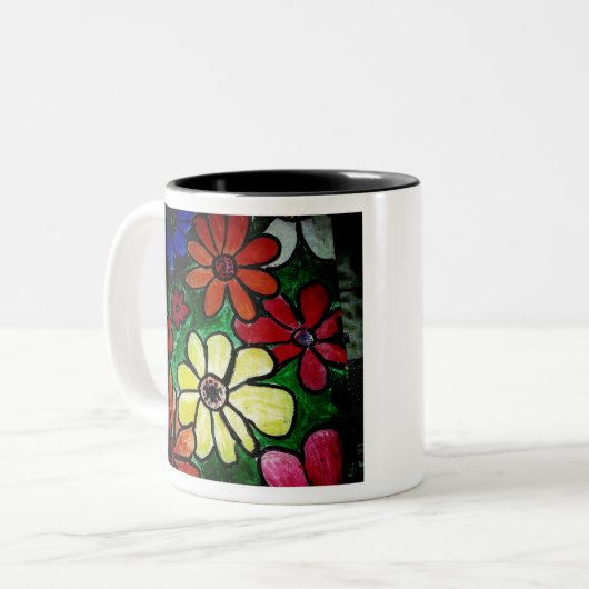 bloem tweekleurige koffiemok (Voorkant links)