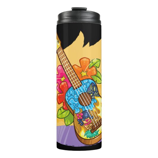 Bloem Ukulele Hawaii Tropische Gift Thermosbeker (Voorkant)