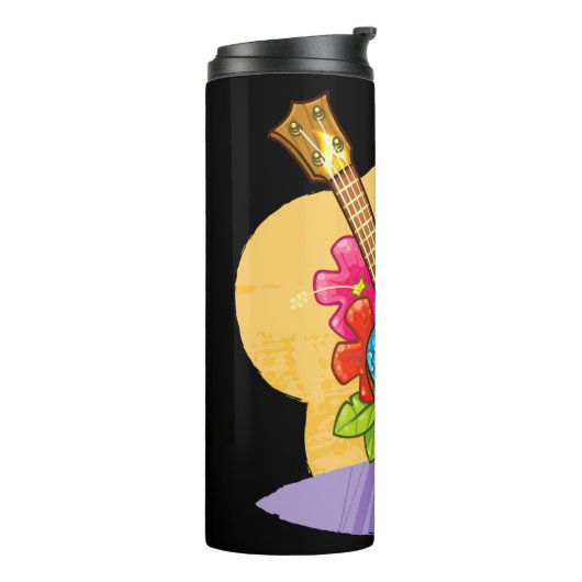 Bloem Ukulele Hawaii Tropische Gift Thermosbeker (Gedraaid links)