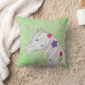 Bloem Unicorn op groen Kussen (Deken)
