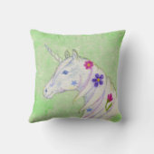 Bloem Unicorn op groen Kussen (Achterkant)