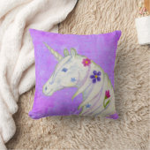 Bloem Unicorn op Paars Kussen (Deken)