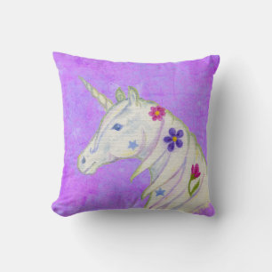 Bloem Unicorn op Paars Kussen