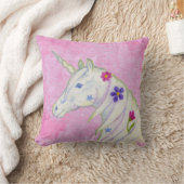 Bloem Unicorn op Roze Kussen (Deken)