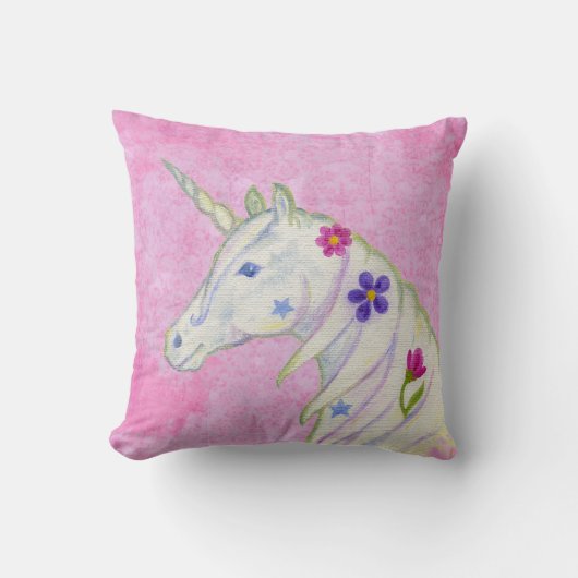 Bloem Unicorn op Roze Kussen (Voorkant)