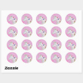 Bloem Unicorn op roze sticker (Vel)