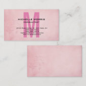  bloem Uniek Roze klassiek monogram Visitekaartje (Voorkant / Achterkant)