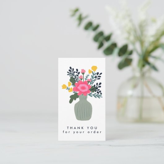 BLOEM VAAS QR Code Orde Dank u Aangepast Visitekaartje (Staand voorkant)