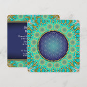 Bloem van bohemian Gold Blue en Green Kaart (Voorkant / Achterkant)