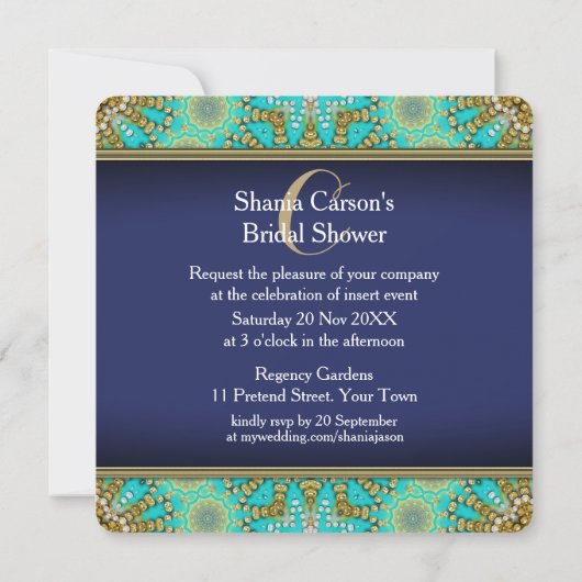 Bloem van bohemian Gold Blue en Green Kaart (Achterkant)