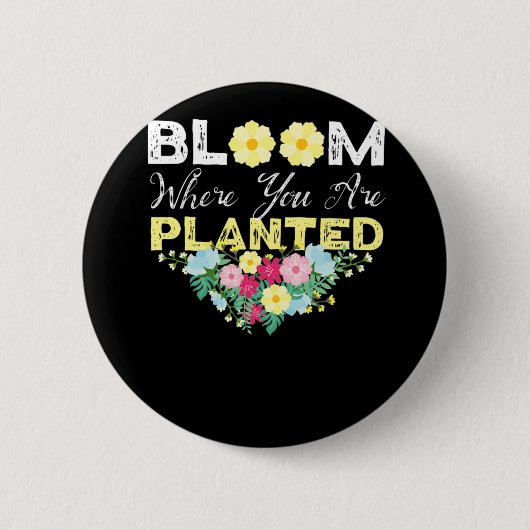 Bloem van de bloem waar je bent geplant Bouquet Ronde Button 5,7 Cm (Voorkant)