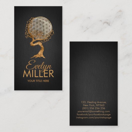 Bloem van de levensboom - moeder van parels en gou visitekaartje (Voorkant / Achterkant)