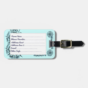 Bloem van de liefde (Henna) (blauw) Bagagelabel