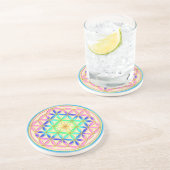 Bloem van de roomkleurige lebens zandsteen onderzetter (Zijkant)