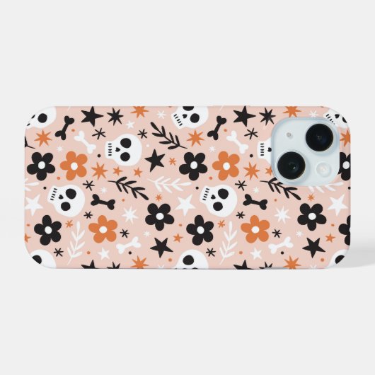 Bloem van de schedel iPhone 15 case (Achterkant horizontaal)
