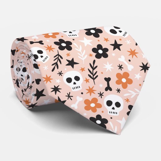 Bloem van de schedel stropdas (Opgerold)