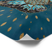 Bloem van de vlinder - Blauwe Gemstone en goud Poster (Hoek)