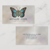 Bloem van de vlinder - Blauwe Gemstone en goud Visitekaartje (Voorkant / Achterkant)