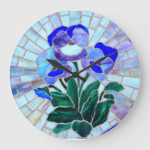 bloem van gekleurd glas grote klok