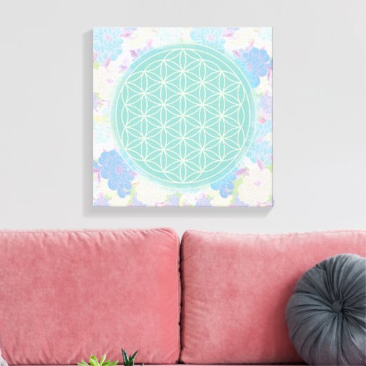 bloem van het groene leven, canvas afdruk (Insitu (Woonkamer))