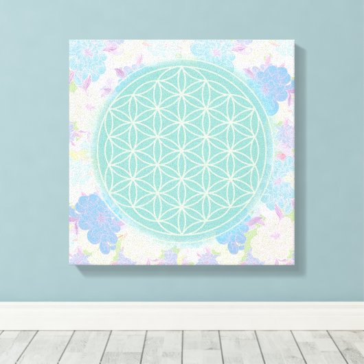 bloem van het groene leven, canvas afdruk (Insitu (Houten vloer))