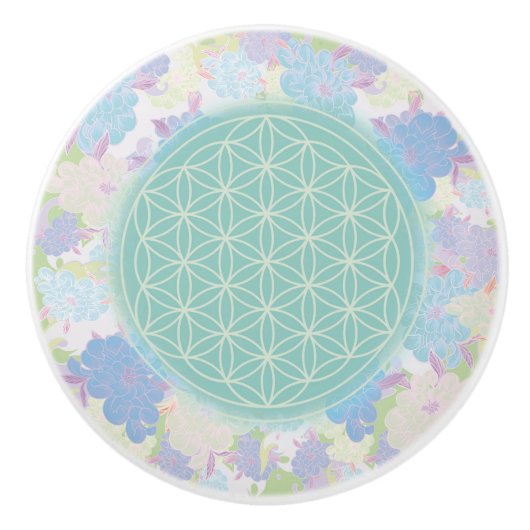 bloem van het groene leven, keramische knop (Voorkant)