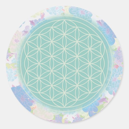 bloem van het groene leven, ronde sticker (Voorkant)