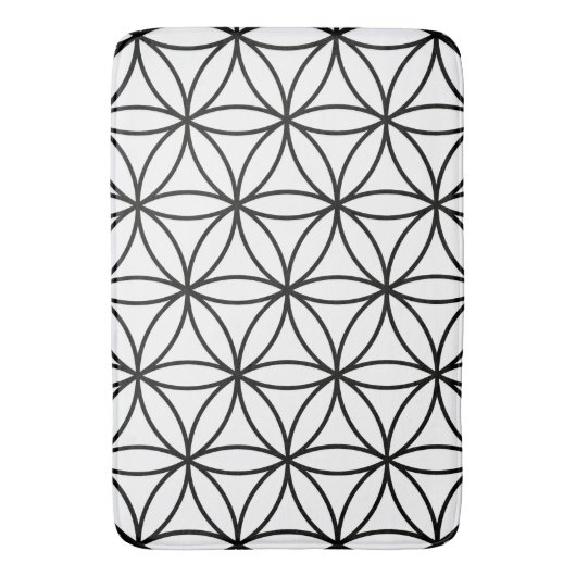 Bloem van het Grote Patroon van het Leven - Zwart  Badmat (Voorkant Verticaal)