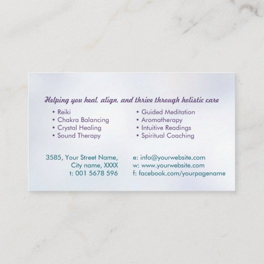 Bloem van het leven - Angel Wings - Reiki Visitekaartje (Achterkant)