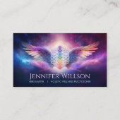 Bloem van het leven - Angel Wings - Reiki Visitekaartje (Voorkant)