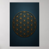 Bloem van het leven Blauw & Brons Poster (Voorkant)