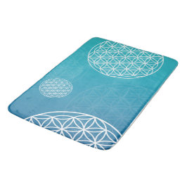 Bloem van het leven blauw / turquoise Badematte Badmat