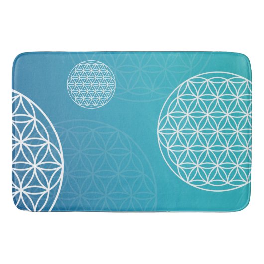 Bloem van het leven blauw / turquoise Badematte Badmat (Voorkant)