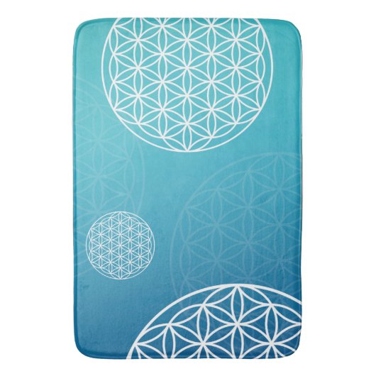Bloem van het leven blauw / turquoise Badematte Badmat (Voorkant Verticaal)