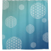 Bloem van het leven blauw turquoise douchegordijn (Voorkant)
