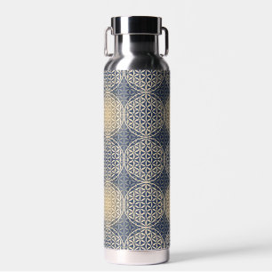 BLOEM VAN HET LEVEN - blauw zand patroon Waterfles