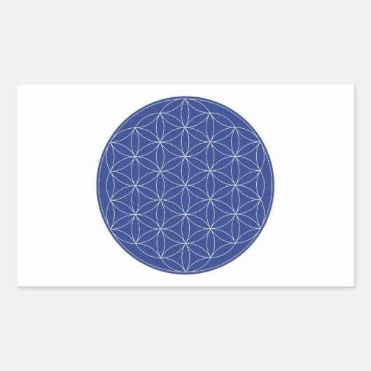 Bloem van het Leven Blauw Zilver Rechthoekige Sticker (Voorkant)