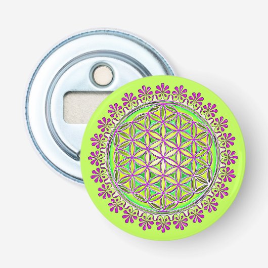 Bloem van het leven - bloesems 2 button flesopener (Voorkant)