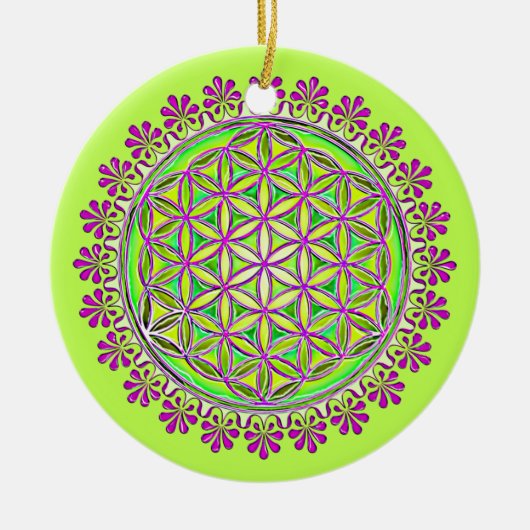 Bloem van het leven -  bloesems 2 keramisch ornament (Voorkant)