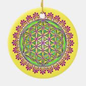 Bloem van het leven -  bloesems 2 keramisch ornament (Achterkant)