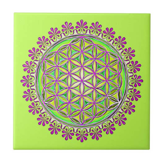 Bloem van het leven - bloesems 2 tegeltje (Voorkant)