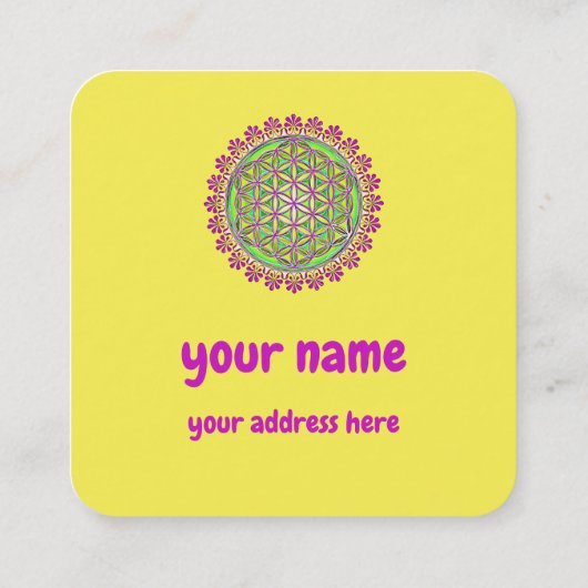 Bloem van het leven -  bloesems 2 vierkante visitekaartje (Achterkant)