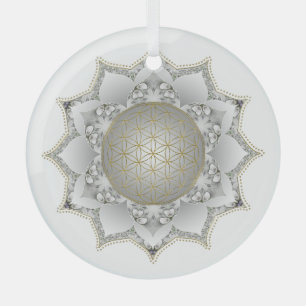 Bloem van het leven - bloesems Mandala 1 Glas Ornament