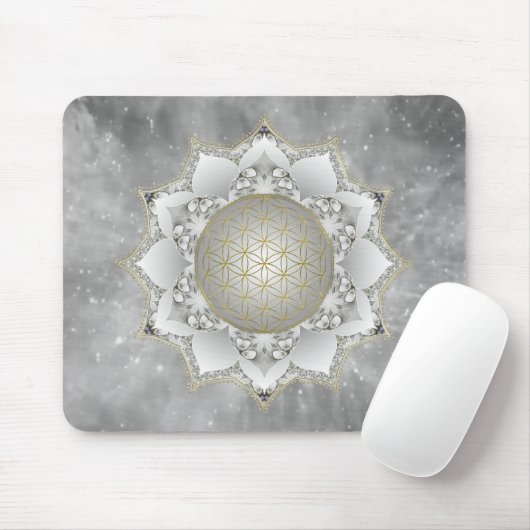 Bloem van het leven - bloesems Mandala 1 Muismat (Met muis)