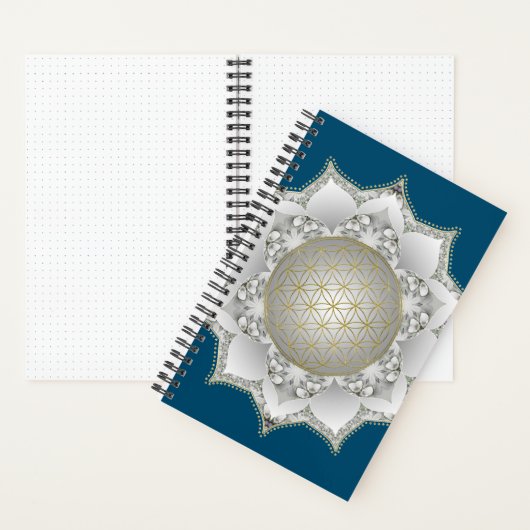 Bloem van het leven - bloesems Mandala 1 Notitieboek (Binnen)