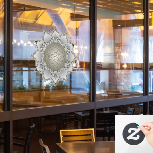 Bloem van het leven - bloesems Mandala 1 Raamsticker (Restaurant Raam)