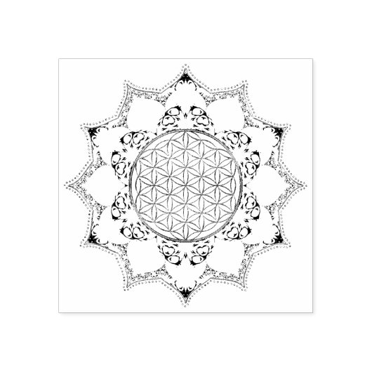Bloem van het leven - bloesems Mandala 1 Rubberstempel (Afrduk)